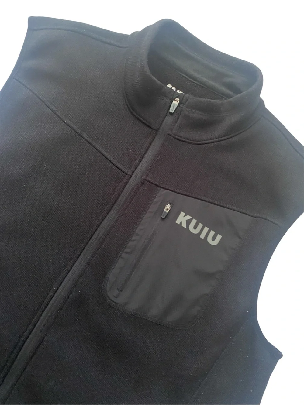Kuiu Men's Black Base Layer High Loft Sweater Fleece Vest - Zip Front